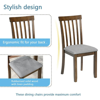 5-Piece Modern Solid Wood Linen Table Upholstered