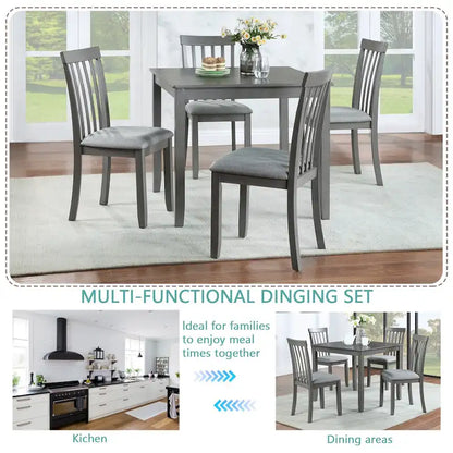 5-Piece Modern Solid Wood Linen Table Upholstered