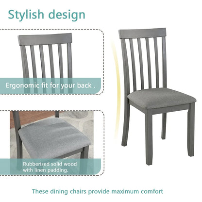 5-Piece Modern Solid Wood Linen Table Upholstered