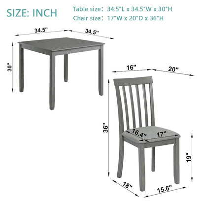 5-Piece Modern Solid Wood Linen Table Upholstered