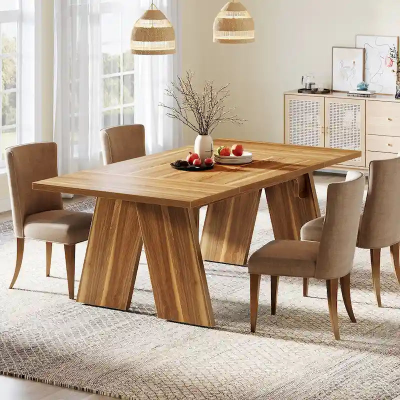 Contemporary Solid Wood Engineered Wood Table