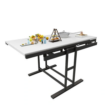 Contemporary Solid Wood Metal Table