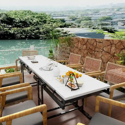 Contemporary Solid Wood Metal Table