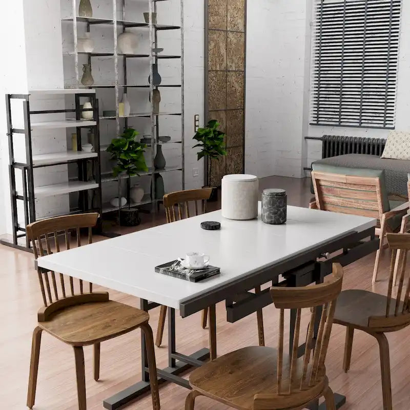 Contemporary Solid Wood Metal Table