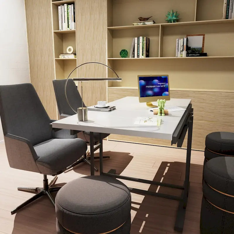 Contemporary Solid Wood Metal Table