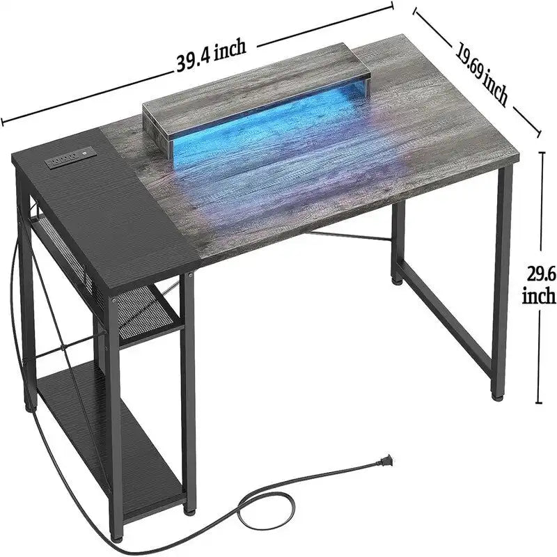 29.6 Inch Modern Wood Metal Table LED