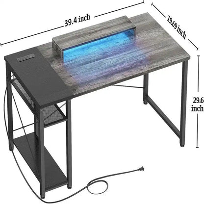 29.6 Inch Modern Wood Metal Table LED