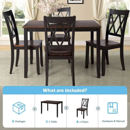 5-Piece Dining Table Set with Chairs, Home Kitchen Table Set