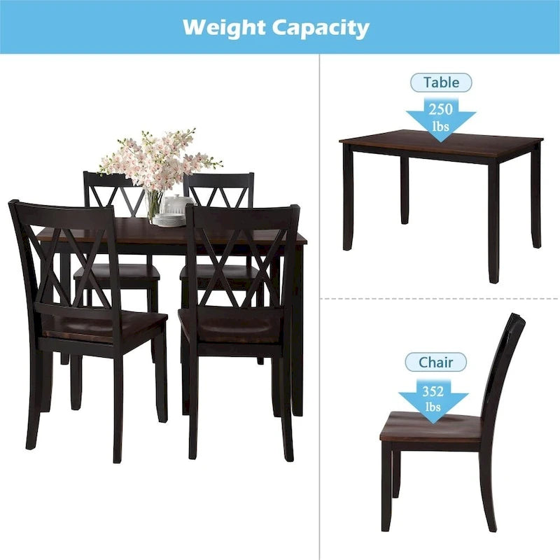 5-Piece Dining Table Set with Chairs, Home Kitchen Table Set