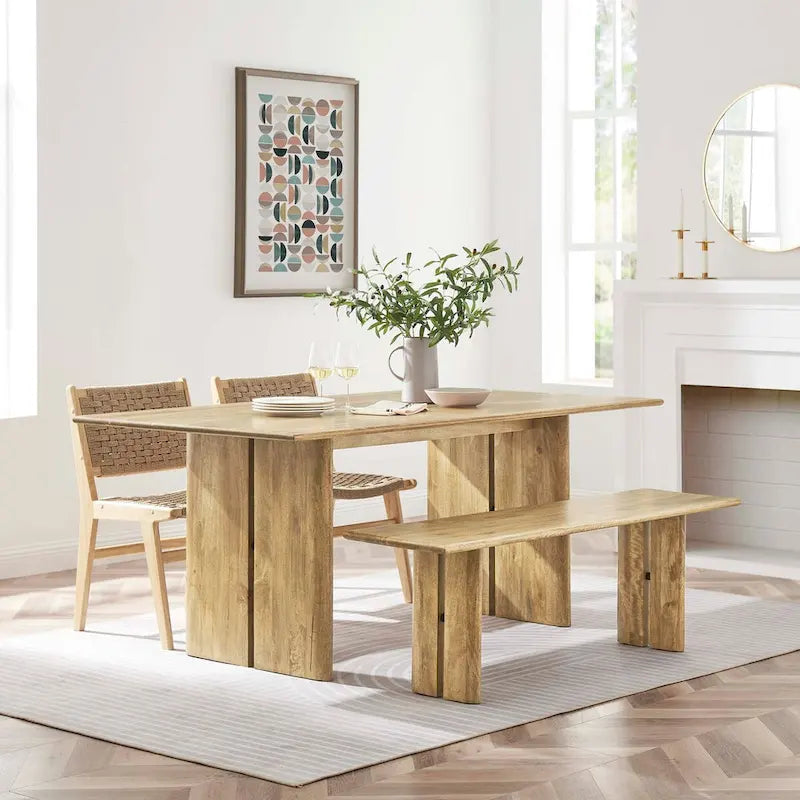 Amistad 72 Wood Dining Table and Bench Set