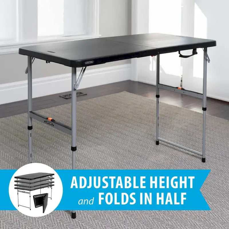 Lifetime 4-Foot Fold-In-Half Adjustable Table, Black (Light Commercial)