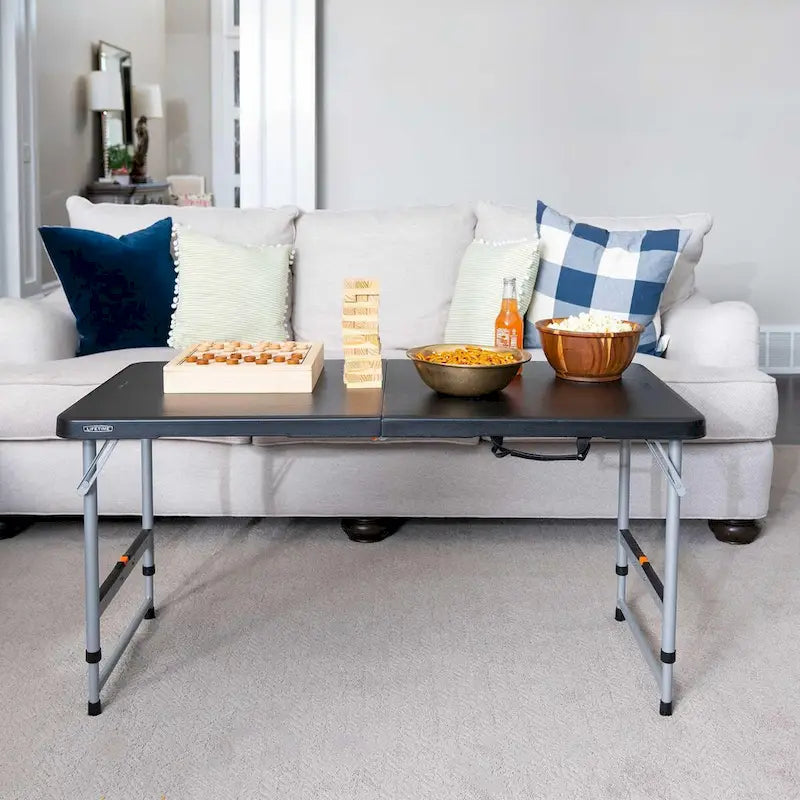 Lifetime 4-Foot Fold-In-Half Adjustable Table, Black (Light Commercial)