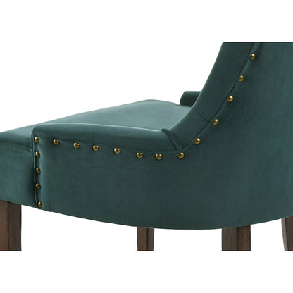 Transitional Wood Velvet Chair Upholstered