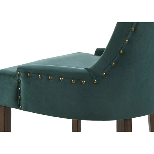 Transitional Wood Velvet Chair Upholstered