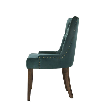 Transitional Wood Velvet Chair Upholstered