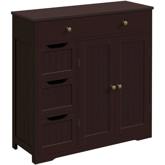 Yaheetech Bathroom Storage Cabinet Free-Standing Floor Cabinet With 4 Drawers and 2 Doors - N/A