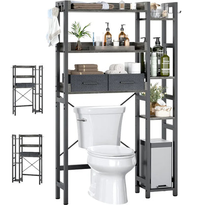 31 W Over the Toilet Storage Shelf with 2 Drawers and 4 Hooks for Restroom and Laundry