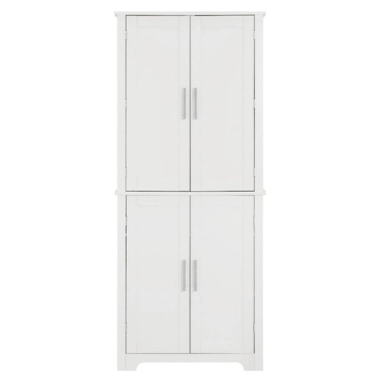 67 Tall MDF 4-door Bathroom Storage Cabinet with Adjustable Shelves - 28 X 67