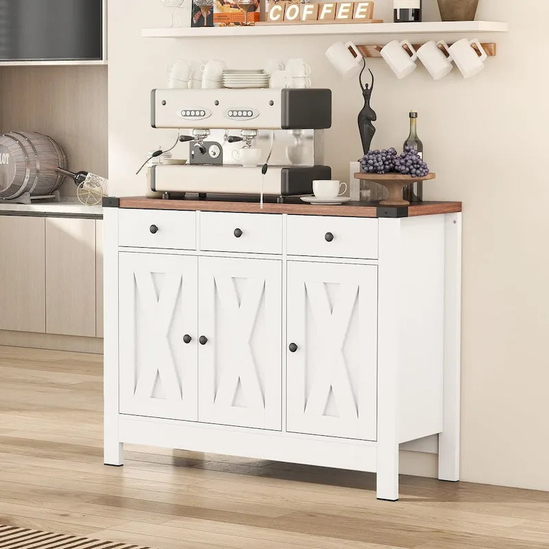 Farmhouse Solid Wood Metal Table with Storage