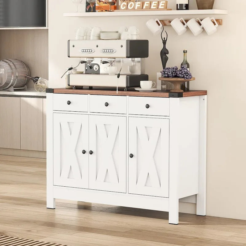 Farmhouse Solid Wood Metal Table with Storage