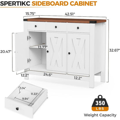 Farmhouse Solid Wood Metal Table with Storage