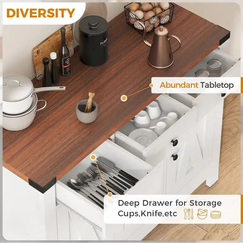 Farmhouse Solid Wood Metal Table with Storage