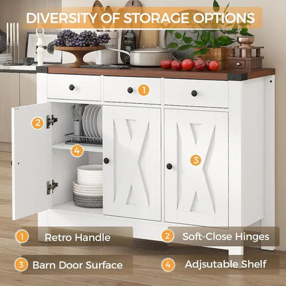 Farmhouse Solid Wood Metal Table with Storage