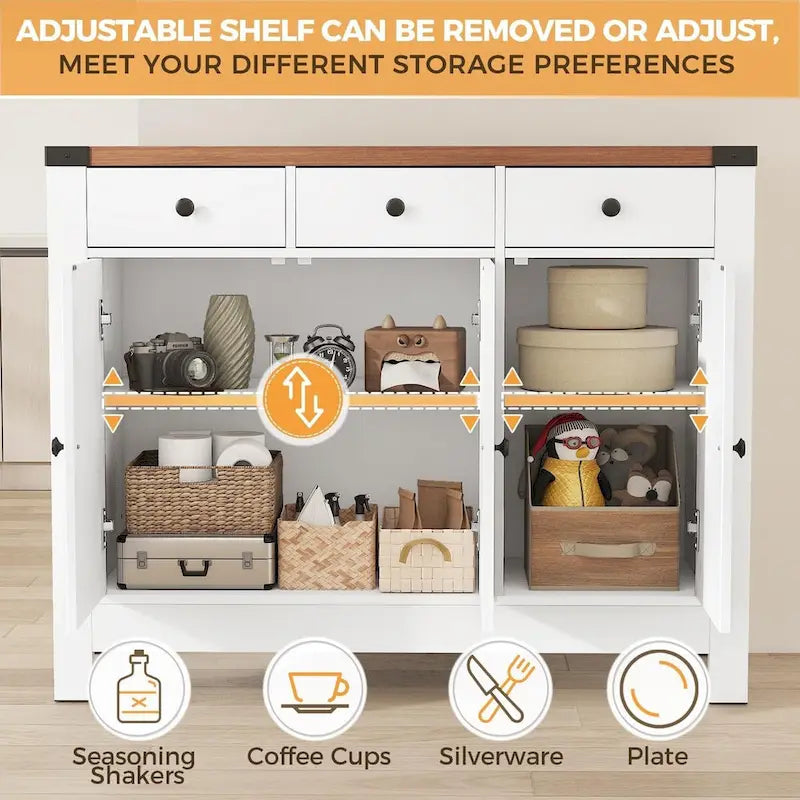 Farmhouse Solid Wood Metal Table with Storage