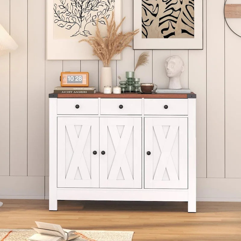 Farmhouse Solid Wood Metal Table with Storage