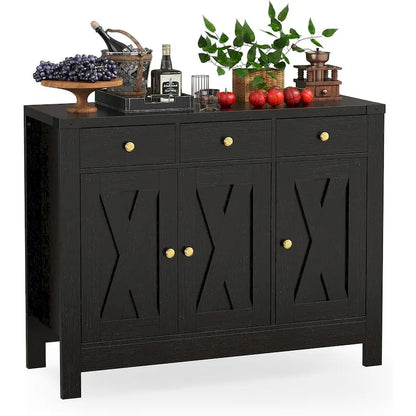 Farmhouse Solid Wood Metal Table with Storage