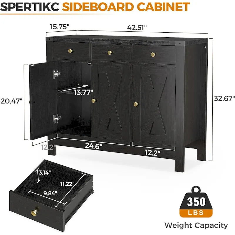 Farmhouse Solid Wood Metal Table with Storage