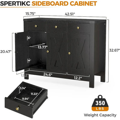 Farmhouse Solid Wood Metal Table with Storage