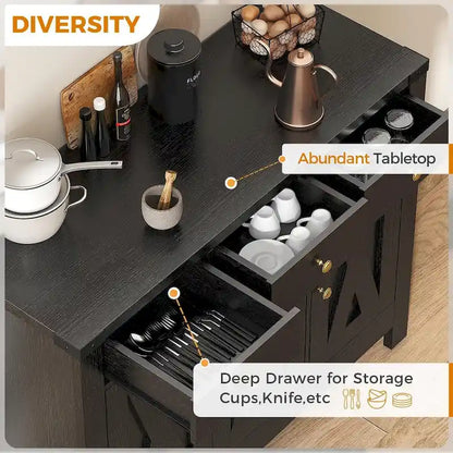 Farmhouse Solid Wood Metal Table with Storage