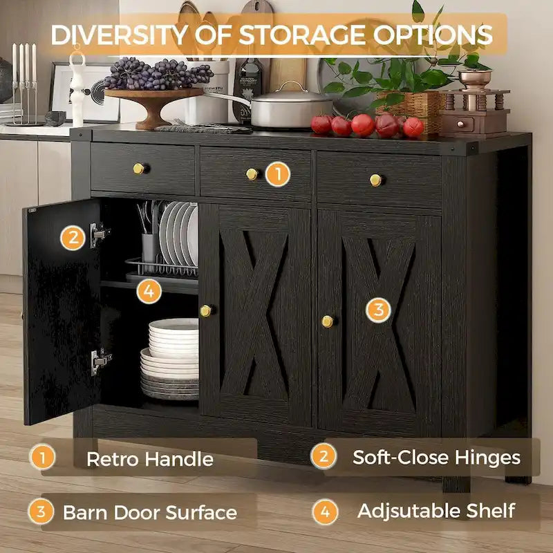 Farmhouse Solid Wood Metal Table with Storage