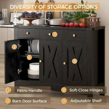 Farmhouse Solid Wood Metal Table with Storage