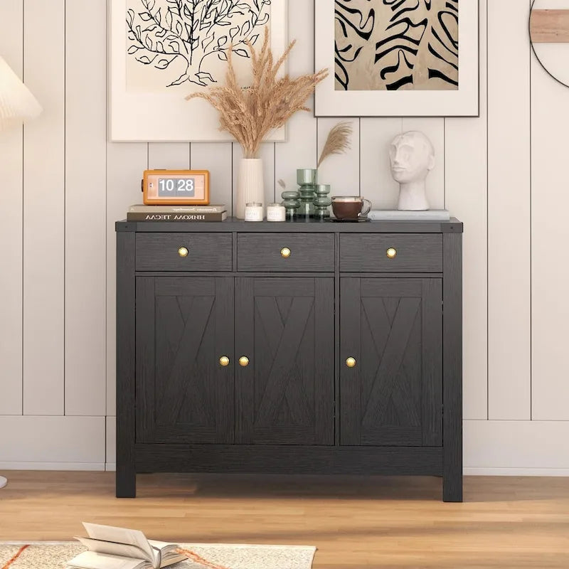 Farmhouse Solid Wood Metal Table with Storage