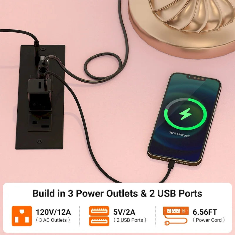 Rollway Dresser with Charge Station and LED Light,Chest With Drawers for Kids Room