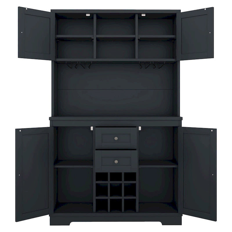 Full Glass Engineered Wood Cabinet with Storage