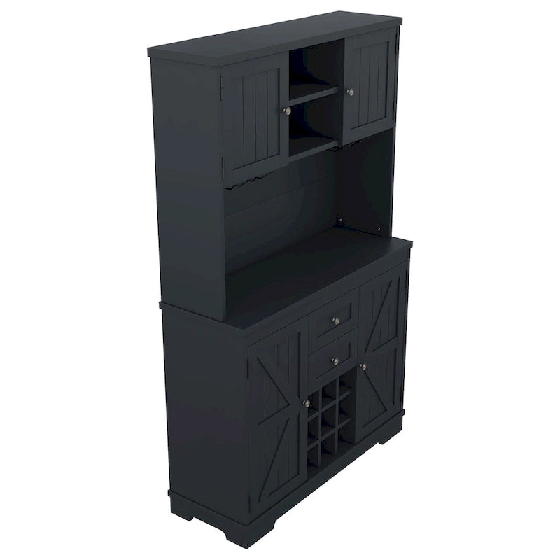 Full Glass Engineered Wood Cabinet with Storage