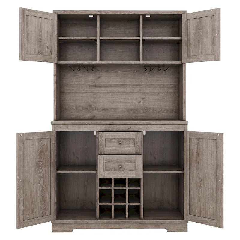 Full Glass Engineered Wood Cabinet with Storage