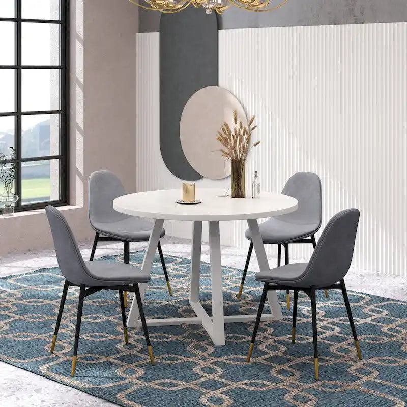 1.20 Inch Contemporary Wood Metal Table Upholstered
