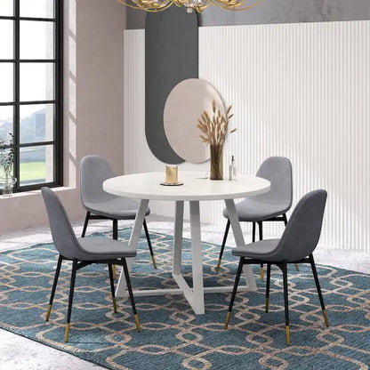 1.20 Inch Contemporary Wood Metal Table Upholstered