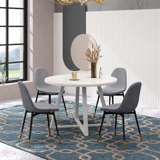 1.20 Inch Contemporary Wood Metal Table Upholstered