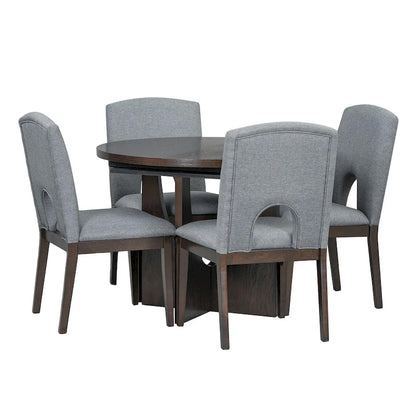 Full 30 Inch Modern Solid Wood Linen Dining Set Extendable
