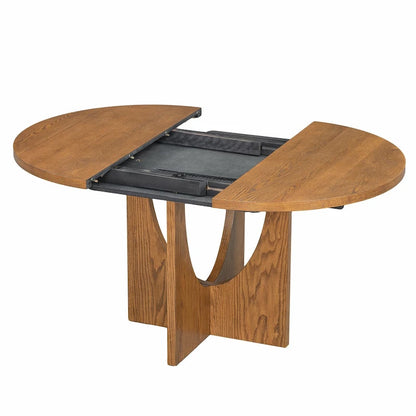 Full 30 Inch Modern Solid Wood Linen Dining Set Extendable