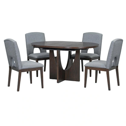 Full 30 Inch Modern Solid Wood Linen Dining Set Extendable