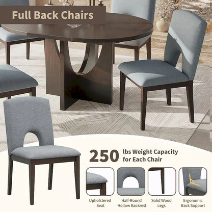 Full 30 Inch Modern Solid Wood Linen Dining Set Extendable