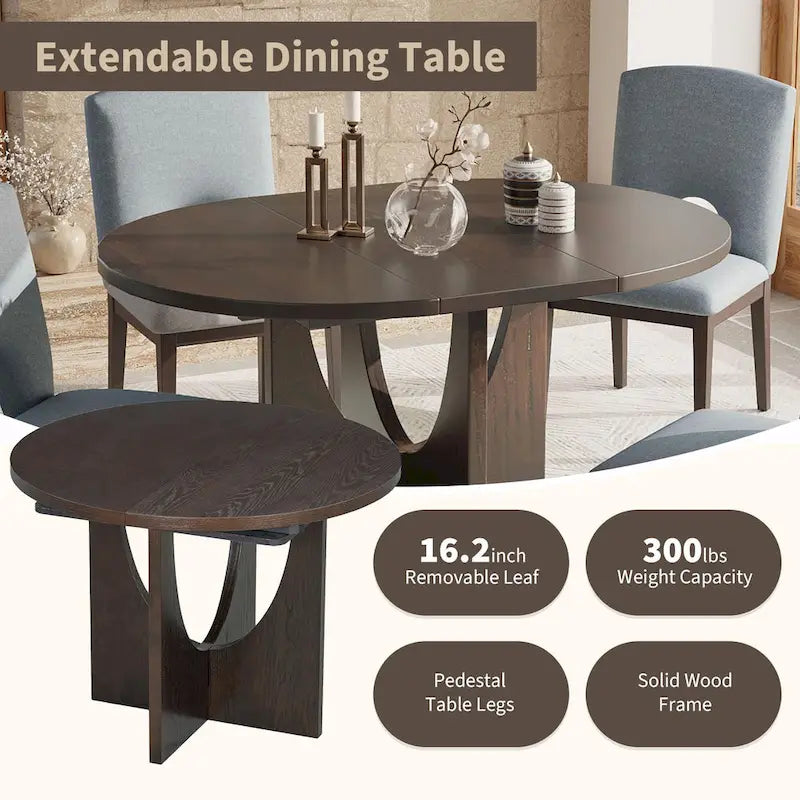 Full 30 Inch Modern Solid Wood Linen Dining Set Extendable