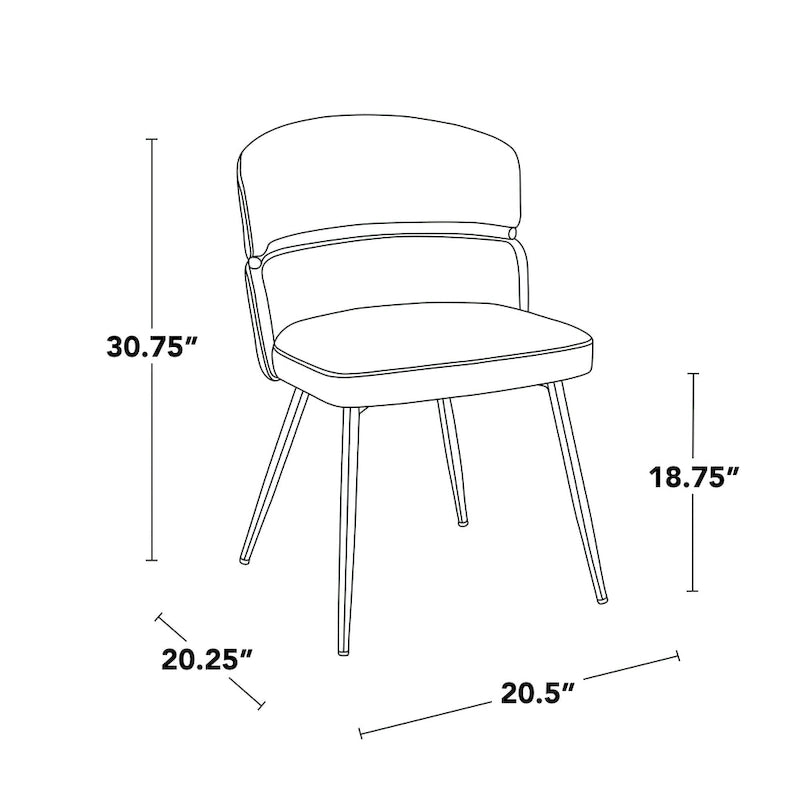 20.25 Inch Modern Metal Velvet Chair