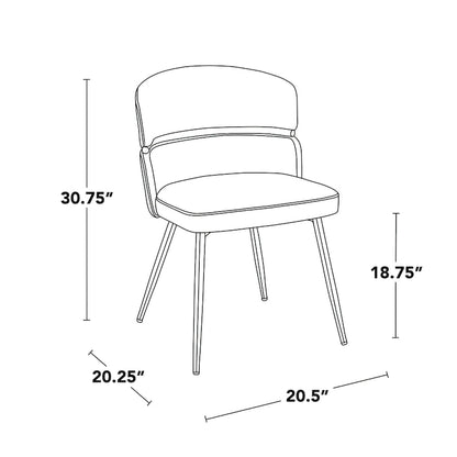 20.25 Inch Modern Metal Velvet Chair